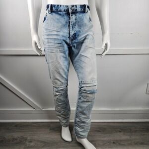 Decibel Men's Light Wash Distressed Moto Jeans SS18140 Size‎ 42x32